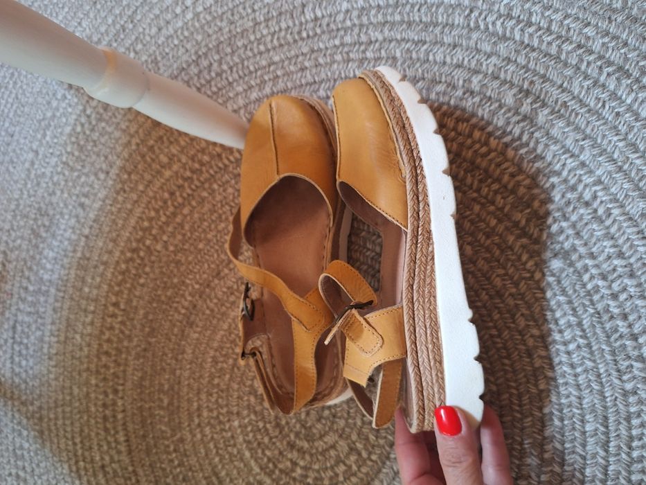 Sandale piele 36/37 mustar