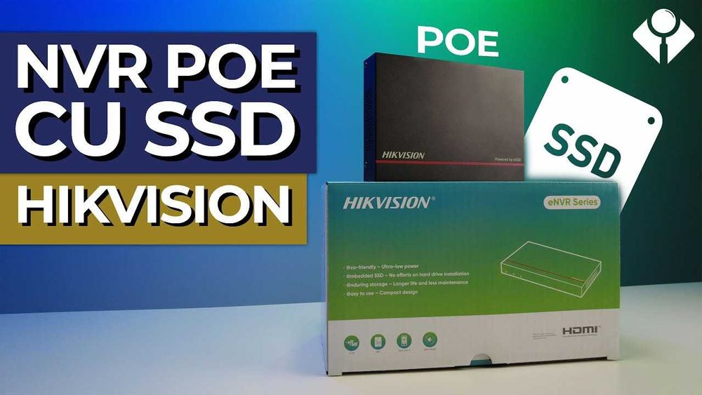 NVR PoE cu SSD 1 TB inclus, 8 porturi POE Hikvision 4MP DS-E08NI-Q1/8P nou sigilat