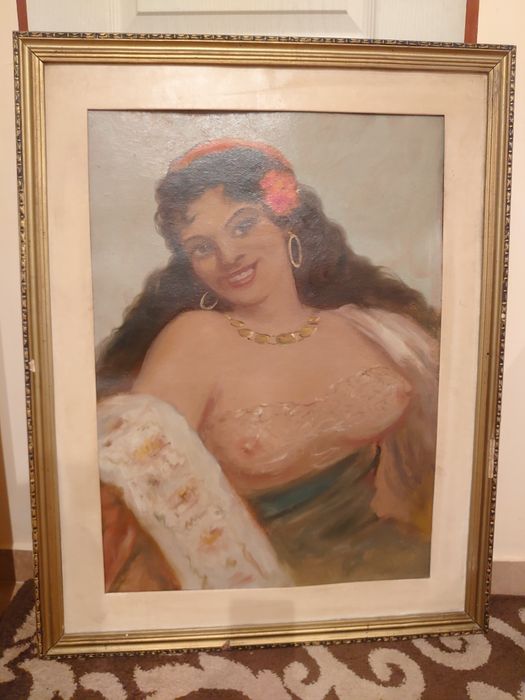 Tablou Țiganca cu basma roșie.