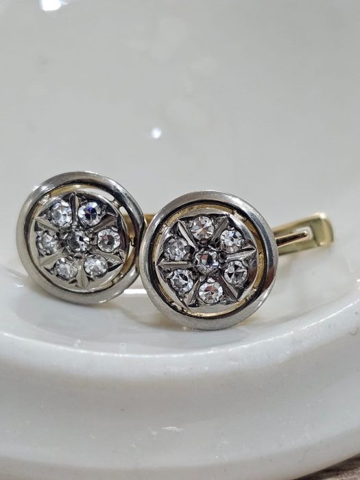 750 СССР серьги «Тарелочки» с бриллиантами