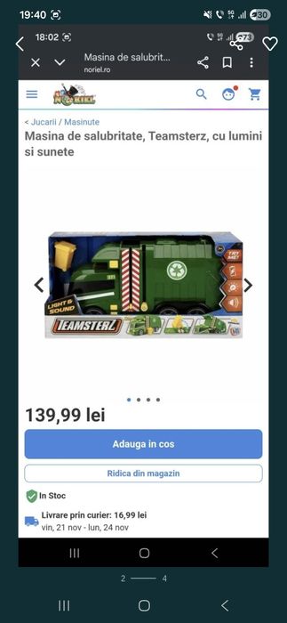 Masinuta copii de.pompieri si gunoi