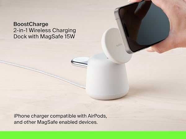 Belkin BoostCharge Pro 2-in-1 Wireless Charging Dock MagSafe 15W