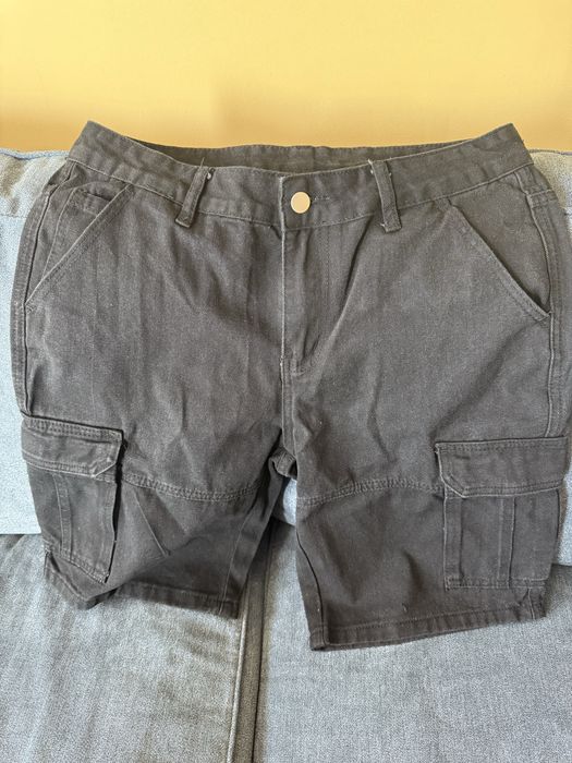Mъжки дънкови къси панталони с права кройка и много джобове
