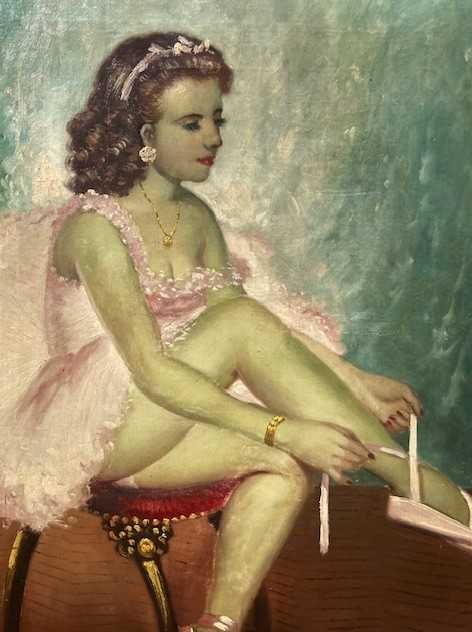 BALERINĂ -Tablou f VECHI, ulei/pza, semnat 80x60cm cu Rama de colecție