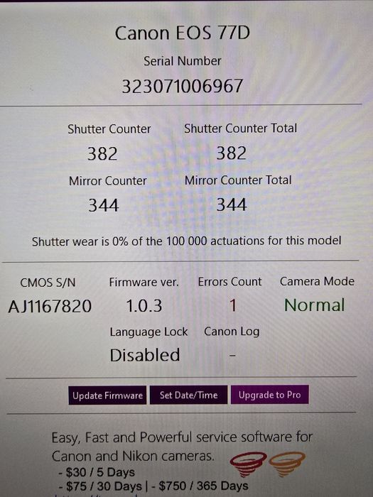 Doar 382 cadre!!!  Kit DSLR canon 77D +  canon ef-s 18-55mm  IS  II