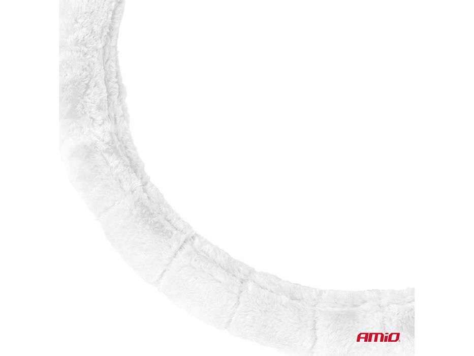 Калъф за волан 37-39см бял плюш велур