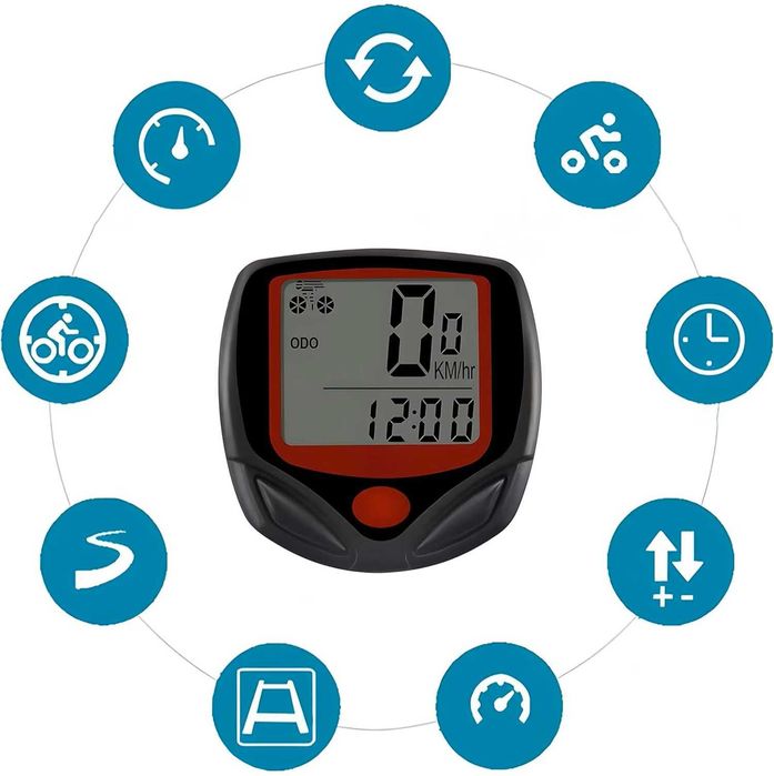 Ciclocomputer 14 functii bicicleta afisaj LCD usor de montat si citit