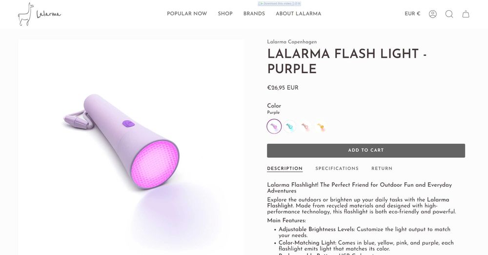 Lalarma Flashlight Rosa Премиум LED Фенерче USB-C Като Ново Розово Акумулаторно