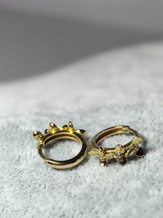 Cercei creole damă aur galben 14K cu flori, 2,68 g – noi