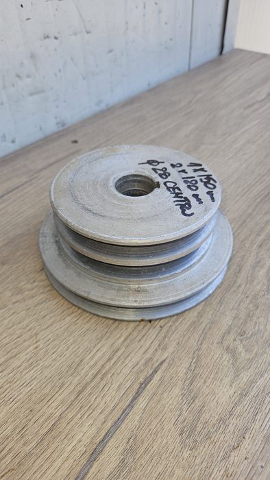 Fulie Triplă din Aluminiu – Ø150 / Ø120 mm – Ax Ø28 mm