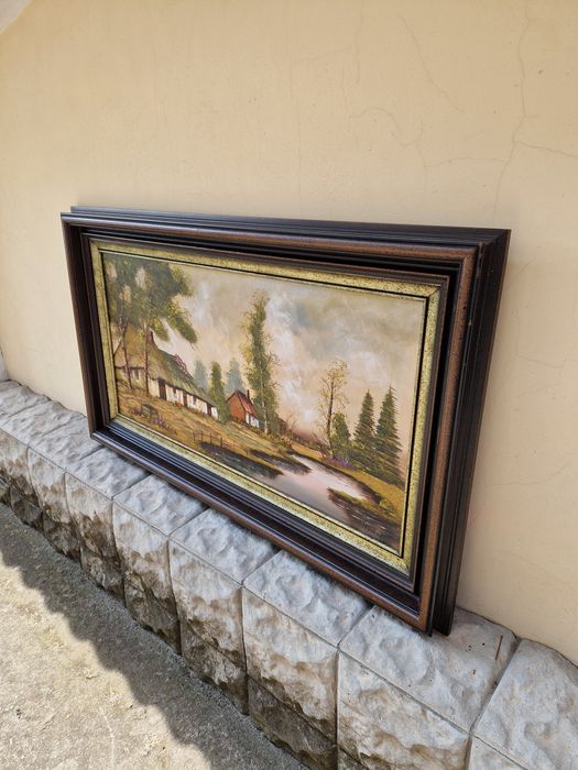 Страхотна голяма антикварна авторска картина