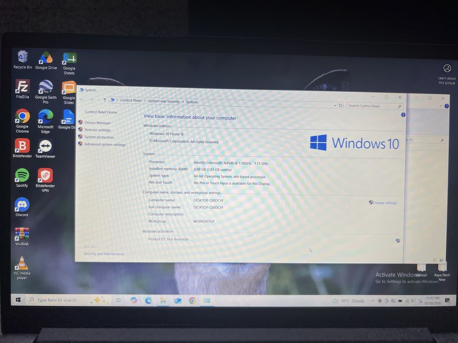 Laptop LENOVO + tastatura si mouse, IdeaPad 1 15IJL7, Intel Celeron N4500, 15.6" HD, 8GB RAM, Intel UHD Graphics, +tastatura si mouse