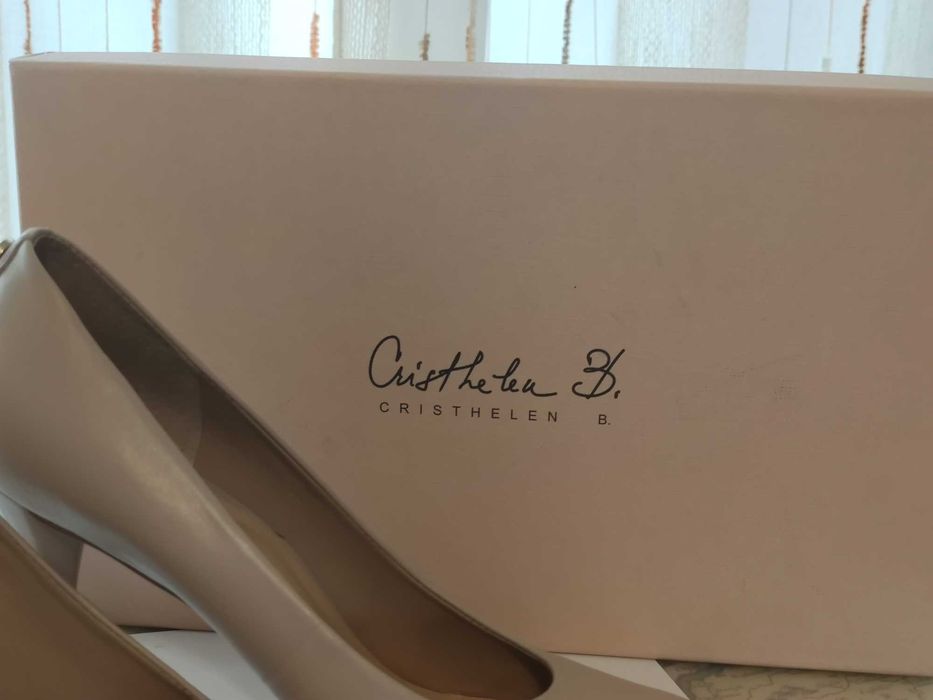 Pantofi dama noi piele bej nr. 36