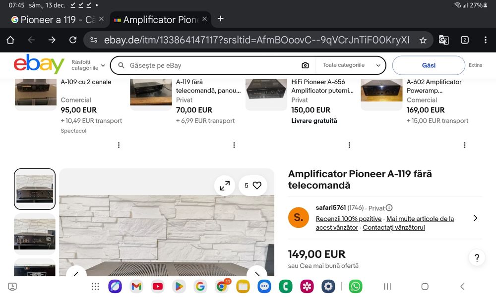 Pioneer A-119. Amplificator rar, sunet fabulos. Ca nou. Preț fix !