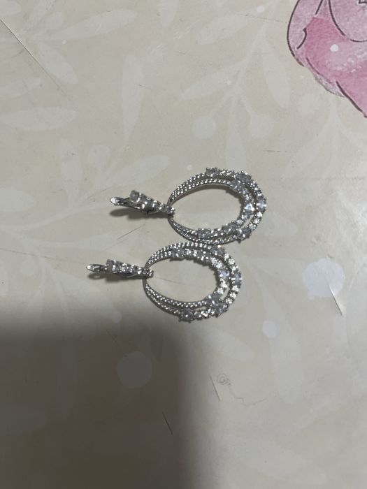 Серьги конго серебро(925) с фианитами
