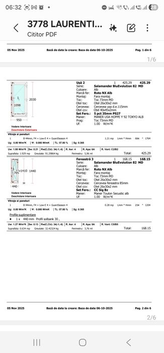 Tâmplarie nouă pvc alba Salamander BluEvolution 82  cu geam tripan