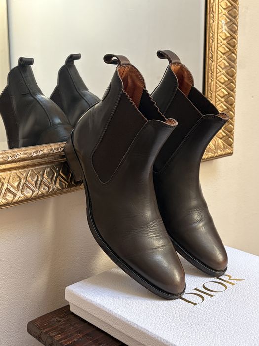 Aigle, premium, vintage, botine chelsea, maro închis