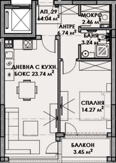 Продава се Двустаен апартамент в София, Малинова долина - 77 кв.м за 1676 €/кв.м - Снимка #12