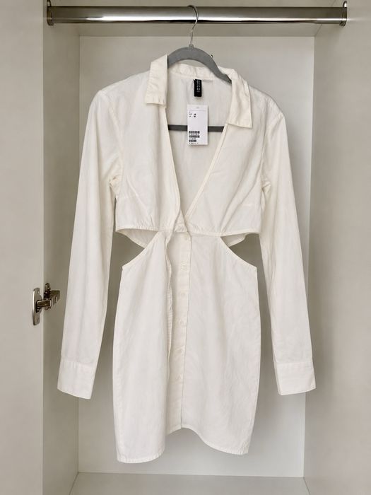Бяла cut-out рокля h&m