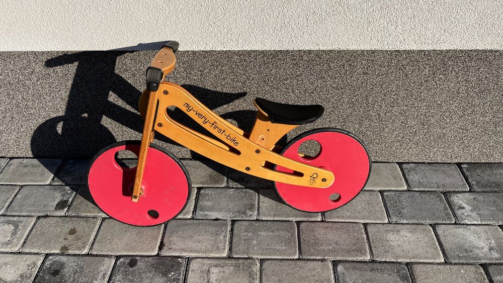 Bicicleta copii , fara pedale , lemn , prima bicicleta 2-4 ani