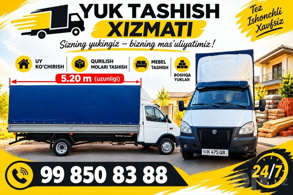 Gazel yuk tashish
Перевозка квартиры 
Перевозка офис
Перевозка таможня