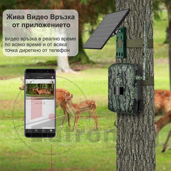 4G ловна камера със соларен панел A800 и презареждащи батерии - жива видео връзка с нощно виждане