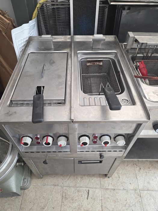 Friteuza electrica cu banc, la 380v, cu robinet
