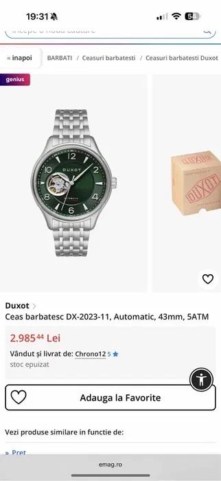 Ceas automatic Duxotdx2023 cu mecansimul la vedere sticla din safir