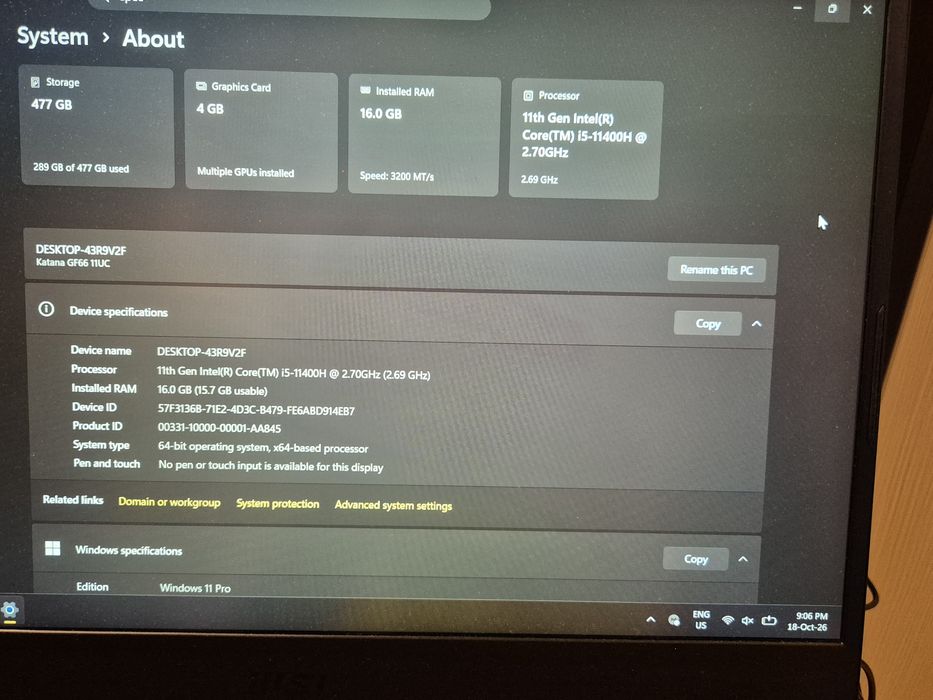 Laptop MSI Katana GF66