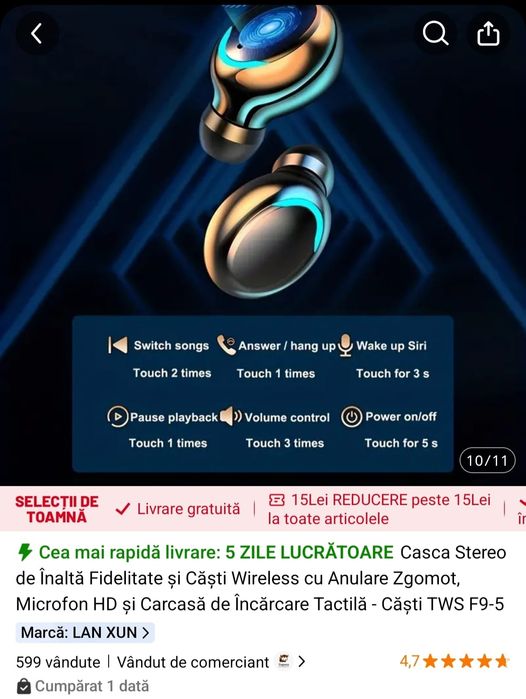 Casti stereo, wireless.Noi, sigilate!