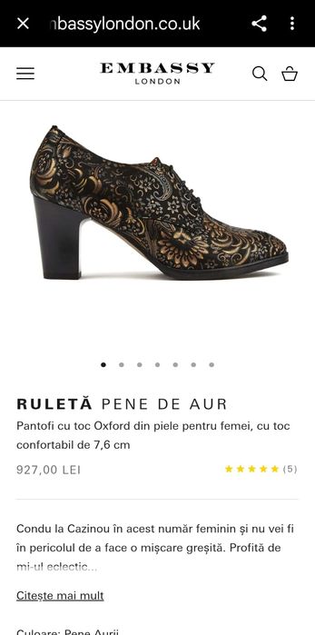 Pantofi eleganti full piele de la EMBASSY SHOES marimea 39