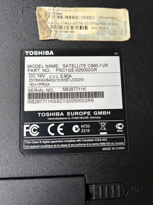 Display Toshiba Satellite C660-1VR