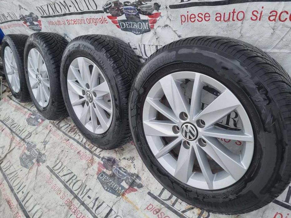 Set jante aliaj 5G0601025AA cu anvelope 195/65 R15 M+S 5x112 6JX15H2 ET43 VW Seat Skoda Audi