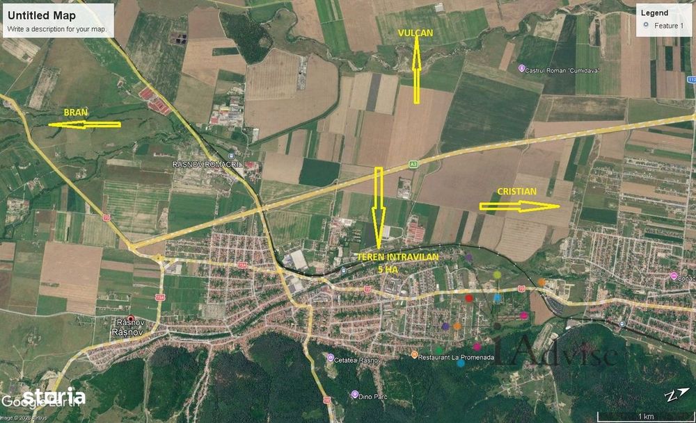 Teren intravilan industrial de vânzare în Râșnov, acces direct la cale