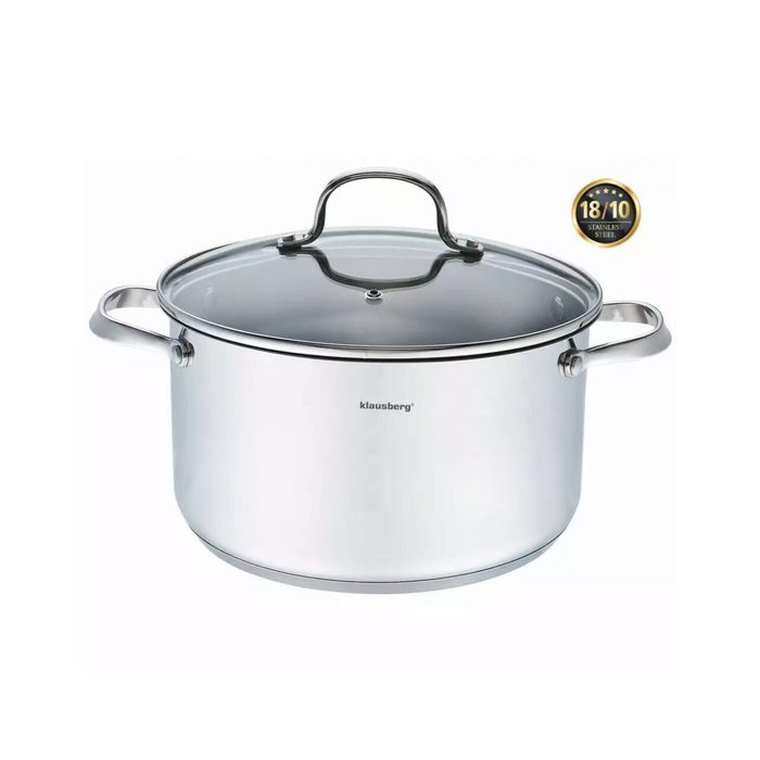 Oala din inox cu capac din sticla, 24cm 5,9litri, compatibila cu toate