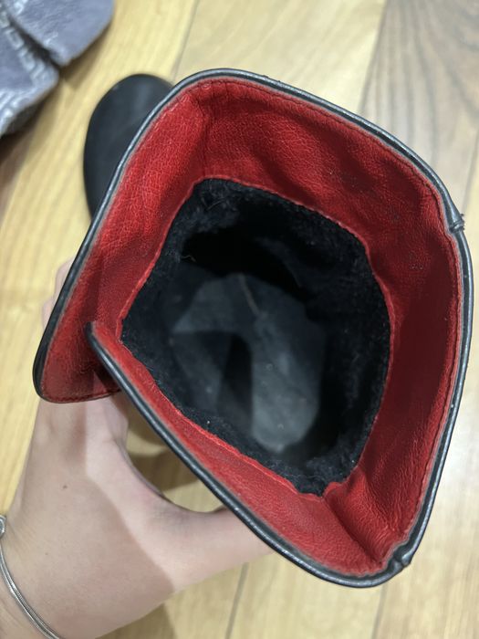 Кожаные ботинки Hermès (черные с красным)