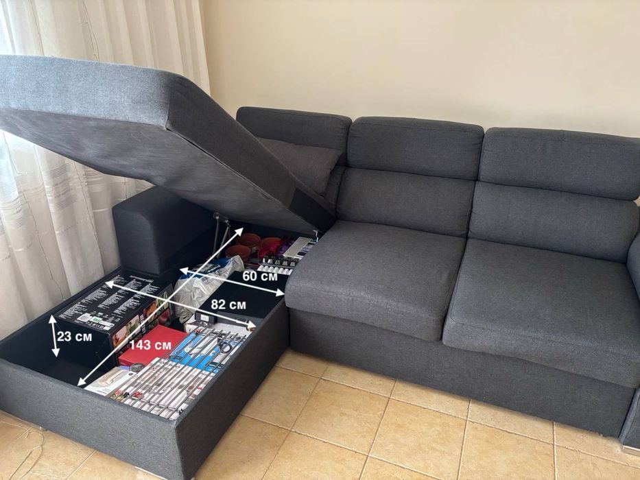 Разтегателен ъглов диван