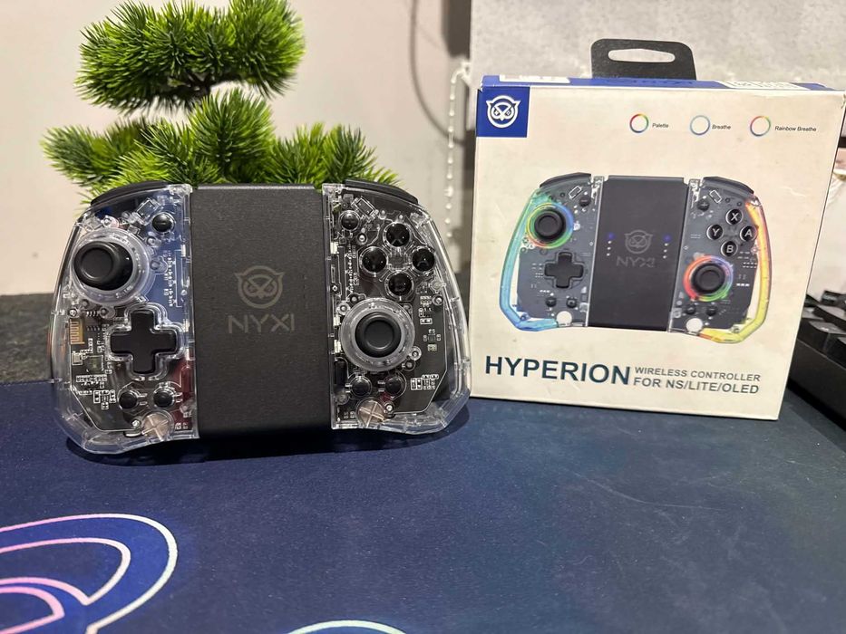Нов NYXI Hyperion безжичен контролер за Nintendo Switch / Lite / OLED – Transparent RGB