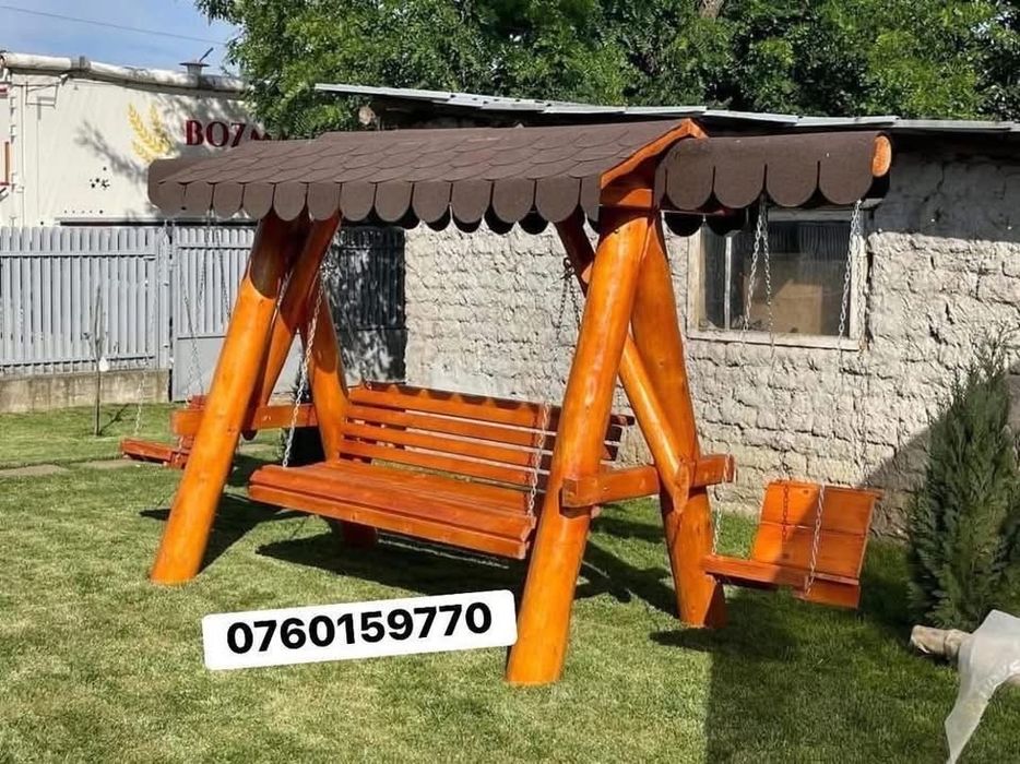 Leagan din lemn masiv rotund