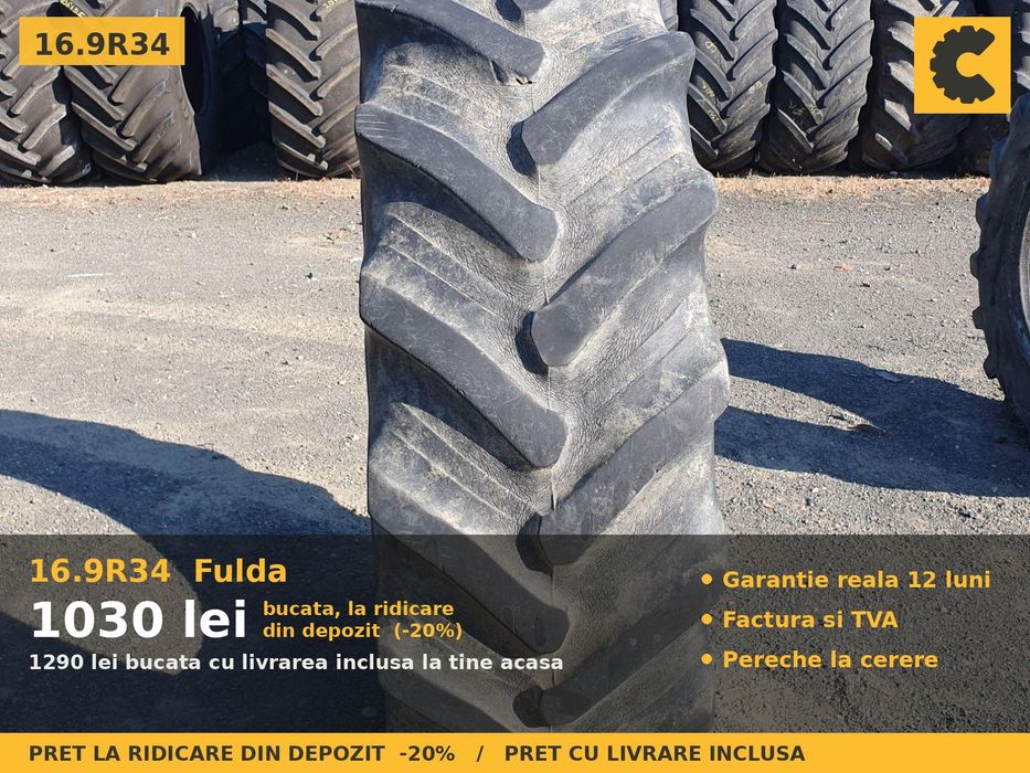 Cauciucuri Anvelope 16.9R34 16.9 R34 16.9-34 420/85R34 16934 Fulda Tractor Punte Spate Utilaje Agricole SH Second Hand FACTURA TVA Garantie 1 An