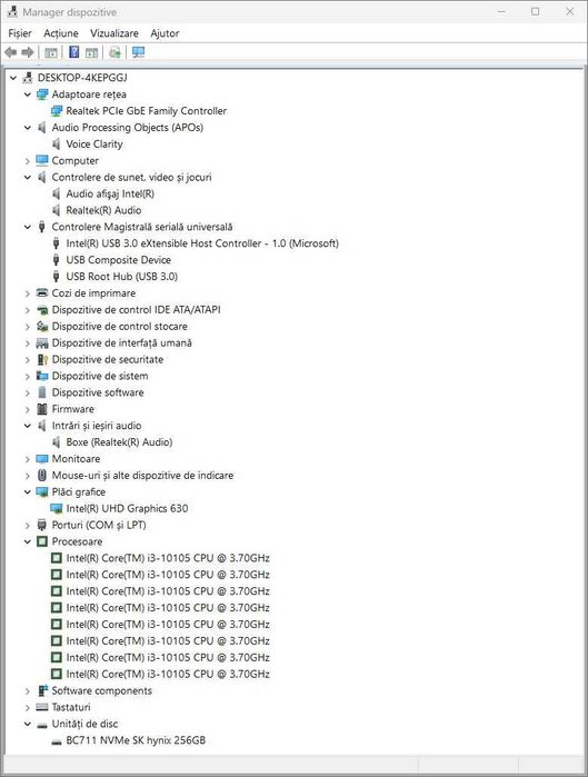 Desktop PC Dell OptiPlex 3080 SFF i3-10105 ( generația 10 cu 4 cores, 8 threads), 8Gb DDR4, SSD NVME SK Hynix 256Gb, Win 11 Pro,