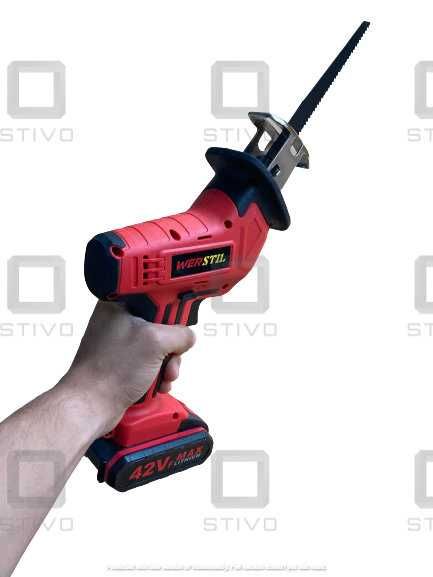 НЕМСКИ Акумулаторен Саблен Прав Трион WERSTIL Комплект + ЛЕД ФЕНЕР