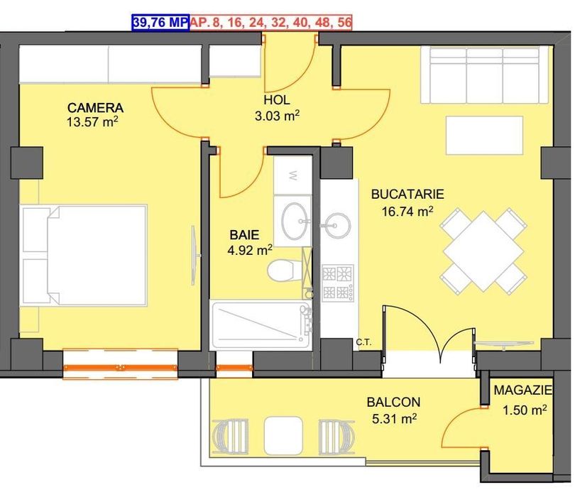 Studio NOU 40mp  | De la 88.000€ | Parcare inclusă | Doamna Stanca