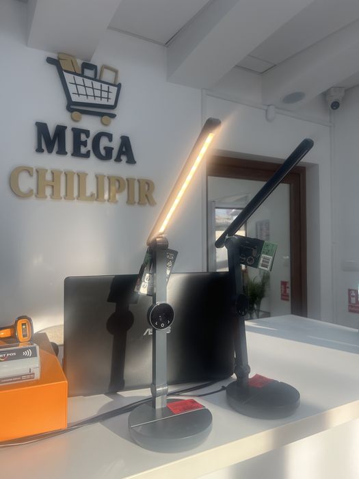 Lampa de birou cu trei moduri de lumina, trei moduri de intensitate, cu ceas, si grade