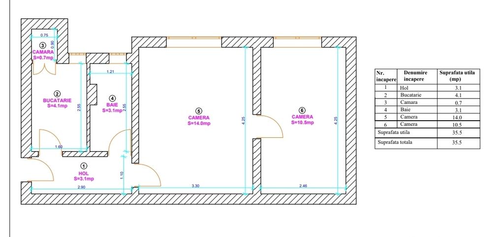 Apartament cu 2 camere, Vasile Aron, str. Negoveanu