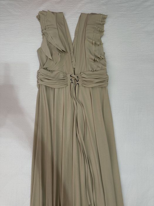 Женское элегантное длинное платье бежевого цвета, размер L