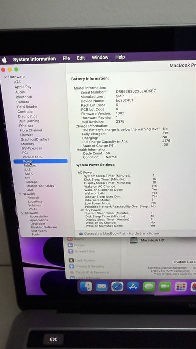 Laptop Apple  MacBook pro 13 2019 touchbar i5 8gb ram ssd 256 ca nou