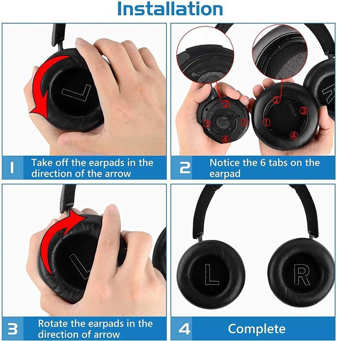 Set 2 bureti pentru casti Bang & Olufsen Beoplay H9i / H9 / H7 - Piele naturala, Spuma cu memorie (NU este compatibil cu HX, H4, H8, H8i, H9 3rd GEN)