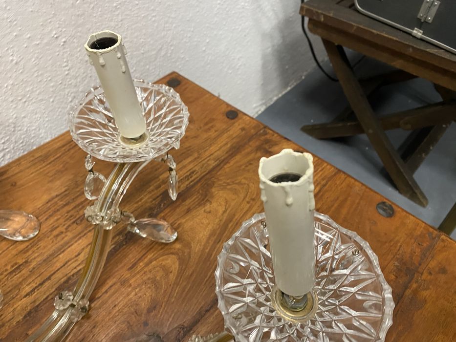 Италиански Кристален полилей с месингова основа