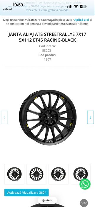 Jante  ALIAJ ATS STREETRALLYE 7X17 5X112 ET45 RACING-BLACK